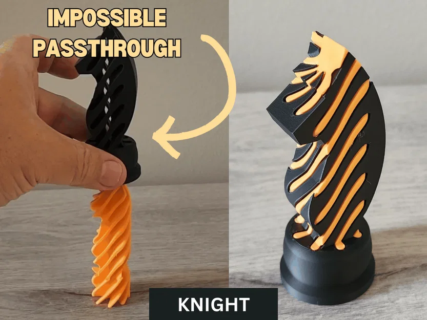 Mô hình quân Mã cờ vua xuyên thấu độc đáo - In 3D Knight Fidget - Image 1
