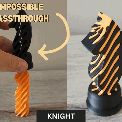 Mô hình quân Mã cờ vua xuyên thấu độc đáo - In 3D Knight Fidget