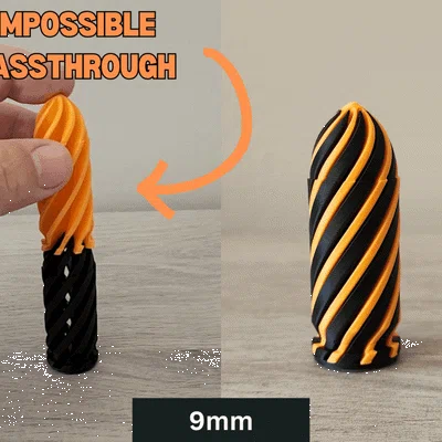 Mô hình đồ chơi 3D đạn 9mm xoắn ốc Impossible Passthrough