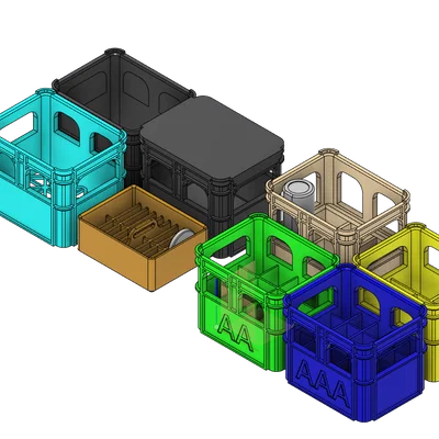 Khay bia xếp chồng để đựng pin (Stackable beer crate for batteries)