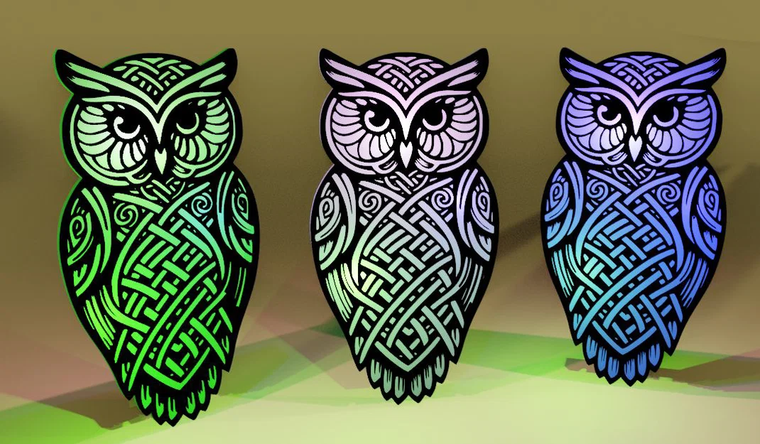Mô hình con cú trang trí họa tiết Celtic tinh xảo in 3D - Image 3