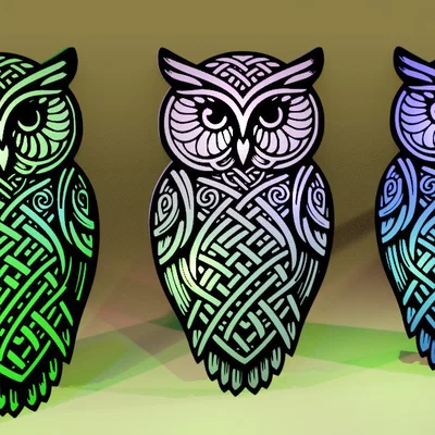 Mô hình con cú trang trí họa tiết Celtic tinh xảo in 3D
