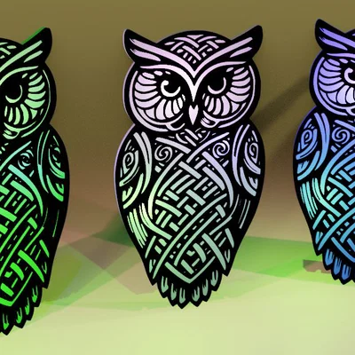 Mô hình con cú trang trí họa tiết Celtic tinh xảo in 3D