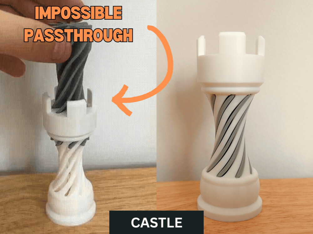 Mô hình quân cờ Castle Impossible Passthrough độc đáo cho 3D printing - Thumbnail 1
