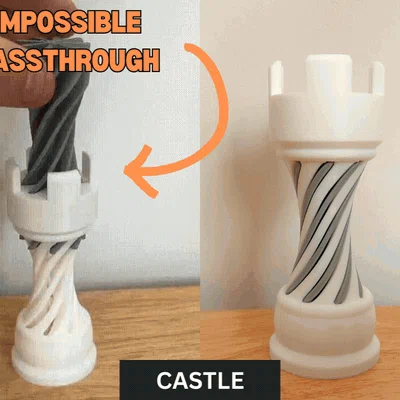 Mô hình quân cờ Castle Impossible Passthrough độc đáo cho 3D printing