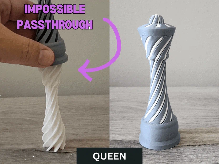 Mô hình quân Hậu 3D độc đáo với cơ chế trượt xoắn ốc (Impossible Passthrough) - Image 1