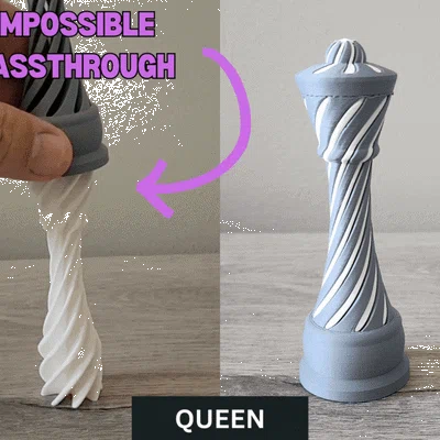 Mô hình quân Hậu 3D độc đáo với cơ chế trượt xoắn ốc (Impossible Passthrough)