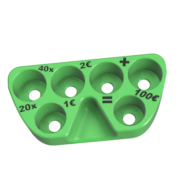 Hộp tiết kiệm xu 100€ cho 40x 2€ và 20x 1€