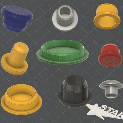 Bộ sưu tập nút bịt đầu ống (Rohrstopfen) đa dạng kích thước 3D
