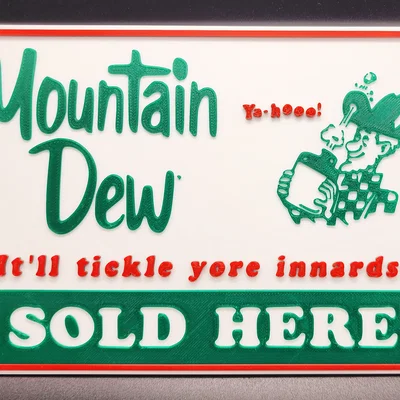 Bảng hiệu Mountain Dew phong cách vintage 3 màu