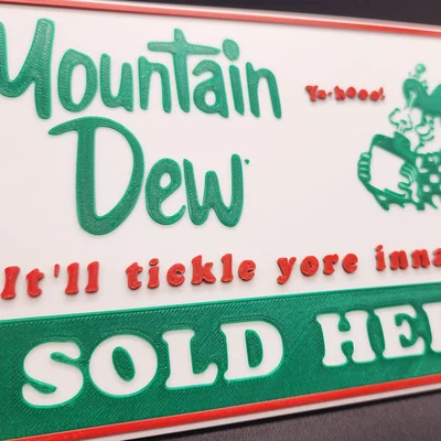 Bảng hiệu Mountain Dew phong cách vintage 3 màu