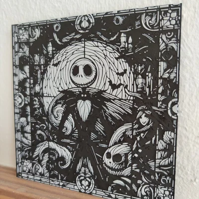 Mẫu tranh kính 3D Jack Skellington - Trang trí nhà cửa độc đáo