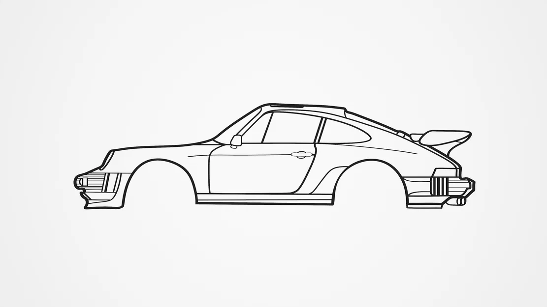 Tranh treo tường silhouette Porsche 911 930 Turbo (1980) - Image 1
