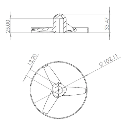 Cánh quạt chân vịt 100mm cho thuyền mô hình và Kayak