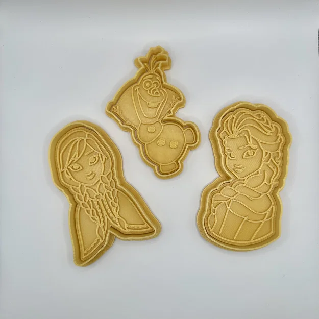 Bộ khuôn cắt và đóng dấu bánh quy Frozen Elsa Anna Olaf 3D - Image 1