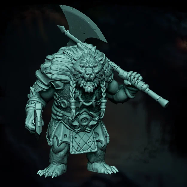 Mô hình in 3D Chiến binh gấu Bearfolk cho game Dungeons & Dragons - Image 1