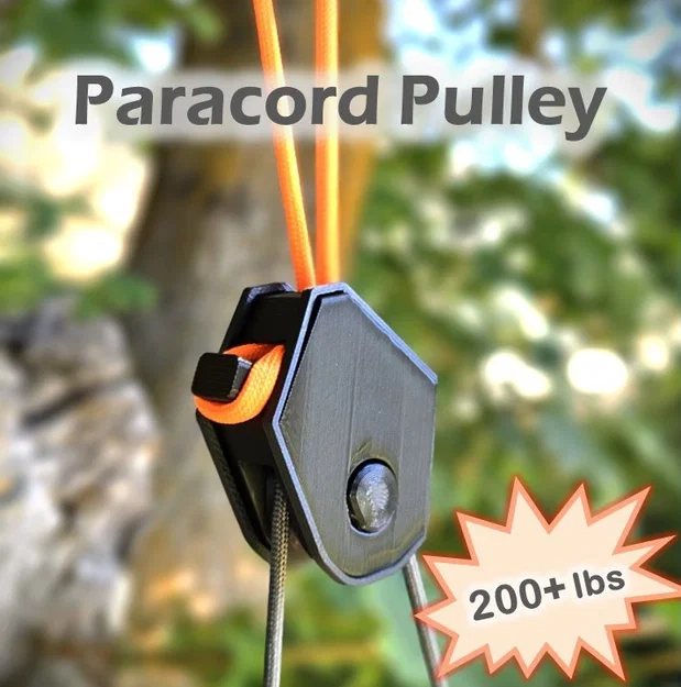 Pulley Paracord in 3D (100% Printable, chịu tải 200+ lbs) - Image 1