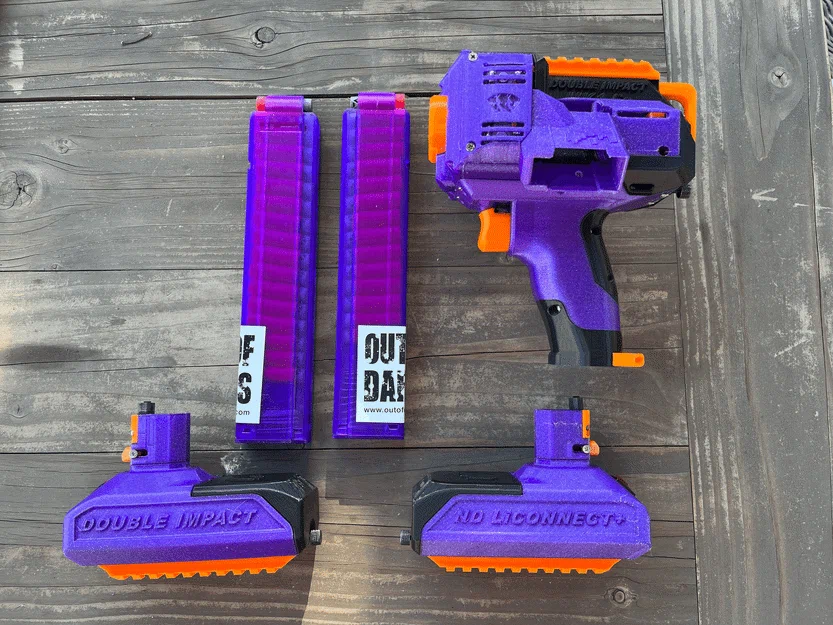 Double Impact – Blaster Pistol Flywheel Full Auto 2 Băng Talon (Dual Magazine) - Image 1