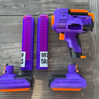 Double Impact – Blaster Pistol Flywheel Full Auto 2 Băng Talon (Dual Magazine)