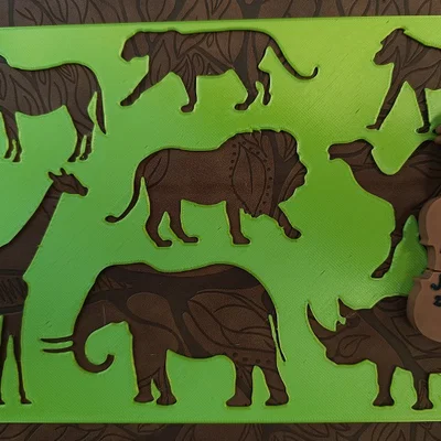 Bộ khuôn vẽ hình động vật châu Phi (Stencil Africa) cho bé