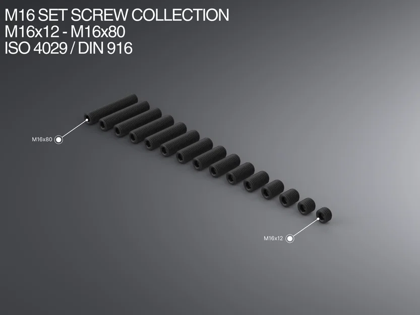 Bộ sưu tập Set Screw M16 M16x12–M16x80 ISO 4029 / DIN 916 - Image 1
