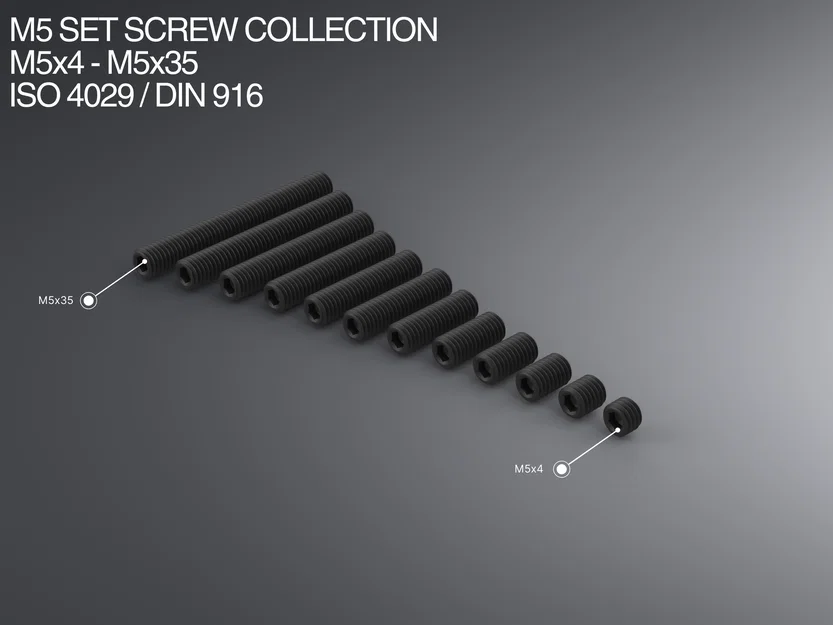 Bộ set screw M5 M5x4–M5x35 ISO 4029 / DIN 916 - Image 1