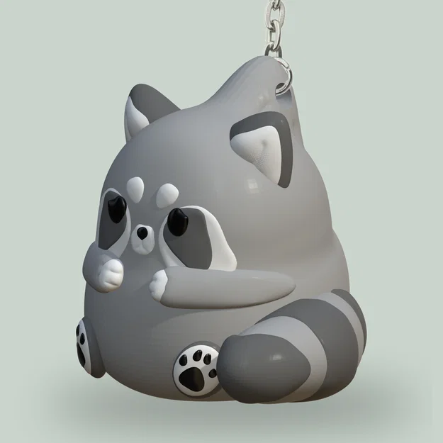 Móc Khóa Gấu Mèo Dễ Thương (Cute Racoon Keychain) - Image 1
