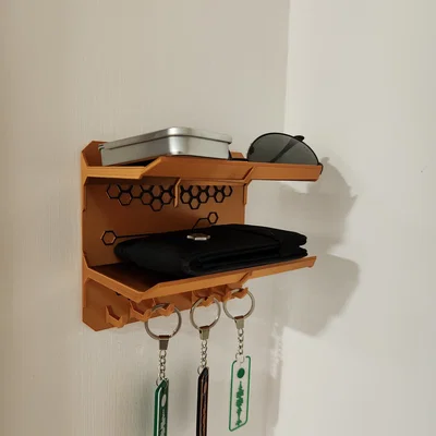 Móc Treo Chìa Khóa Gắn Tường 2 Khay (Hexagons) – In 3D