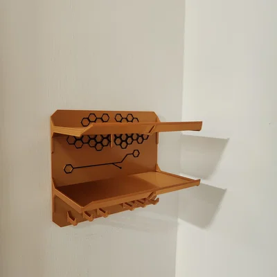 Móc Treo Chìa Khóa Gắn Tường 2 Khay (Hexagons) – In 3D