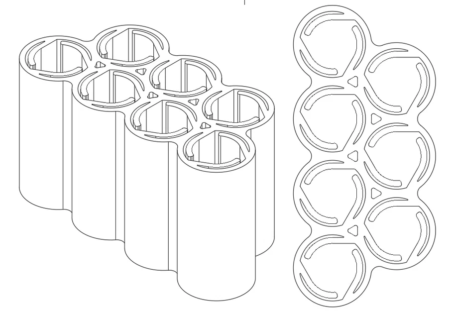 Mảng khay giữ 7 cell (7 cell holder array) cho cell “ELF BAR” - Image 1