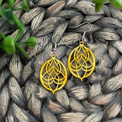 Mẫu Bông Tai Họa Tiết Hoa Văn Nghệ Thuật In 3D Độc Đáo