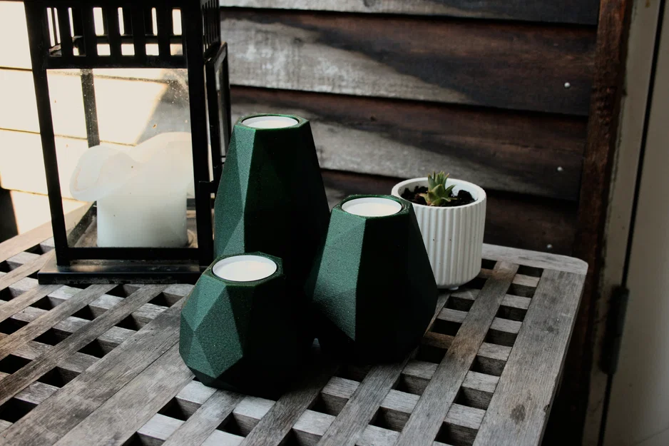 Bộ sưu tập cốc nến 3D đa giác Candle V12 sang trọng cho gia đình - Image 1