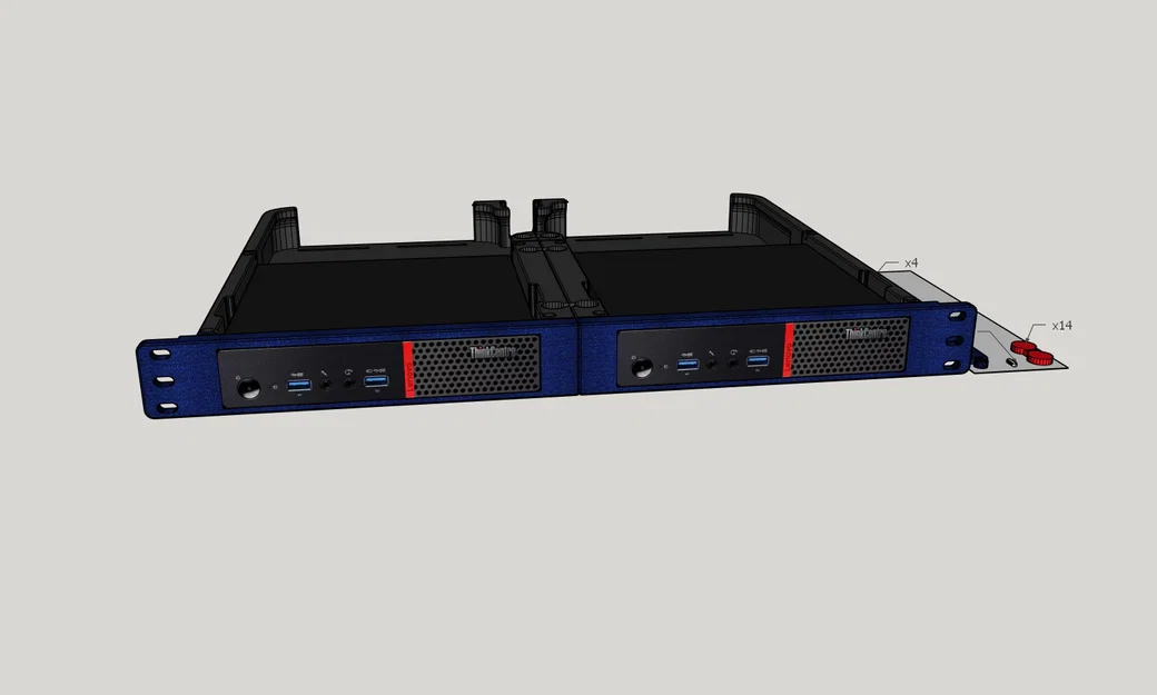 Gá rack 1U đôi cho Lenovo Tiny PC (2 máy) – Lenovo Tiny PC 2x 1U Server Rack Mount - Image 1