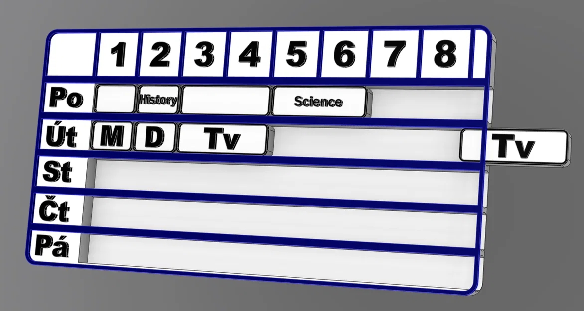 Thời khóa biểu in 3D CZ & ENG – School Schedule với block thay đổi - Image 2