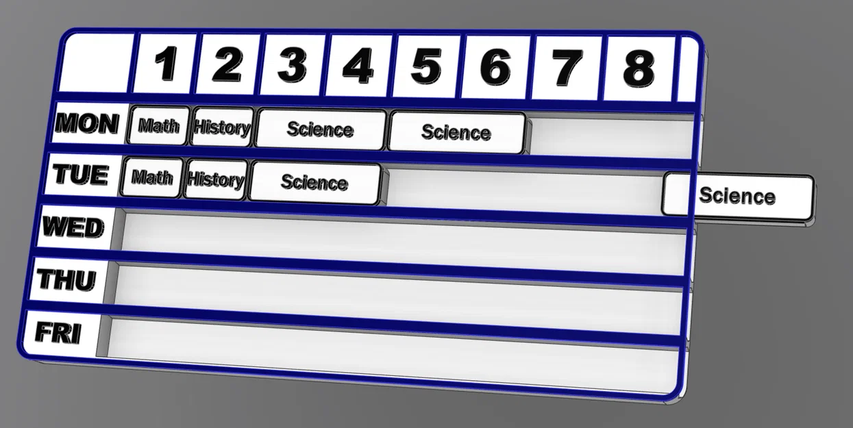 Thời khóa biểu in 3D CZ & ENG – School Schedule với block thay đổi - Image 3