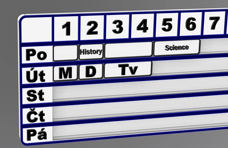 Thời khóa biểu in 3D CZ & ENG – School Schedule với block thay đổi - Image 4