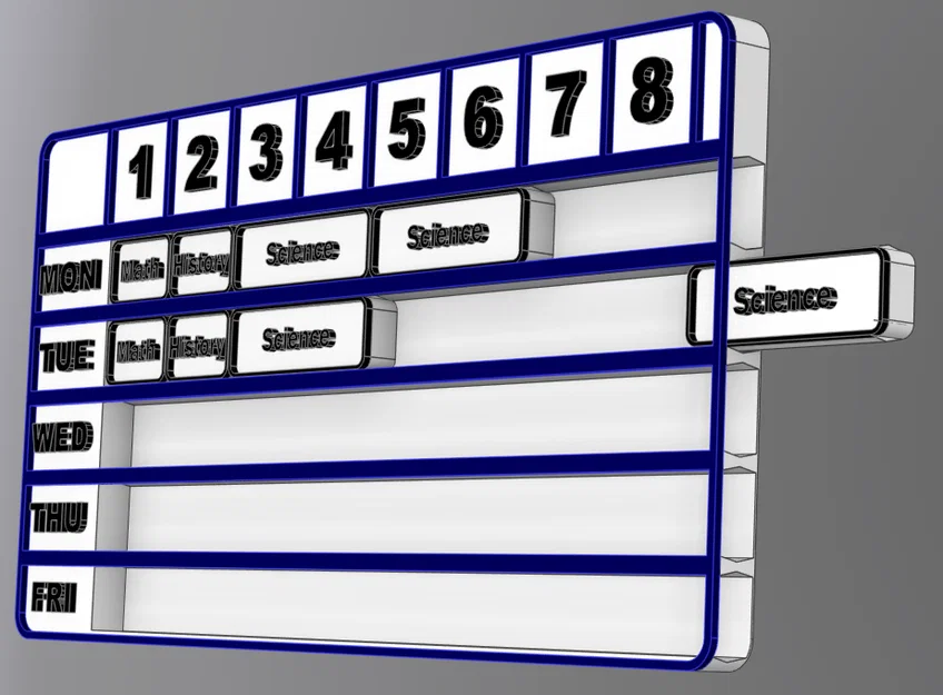 Thời khóa biểu in 3D CZ & ENG – School Schedule với block thay đổi - Image 6