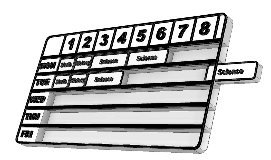 Thời khóa biểu in 3D CZ & ENG – School Schedule với block thay đổi - Image 7