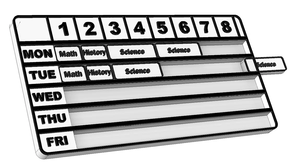 Thời khóa biểu in 3D CZ & ENG – School Schedule với block thay đổi - Image 8