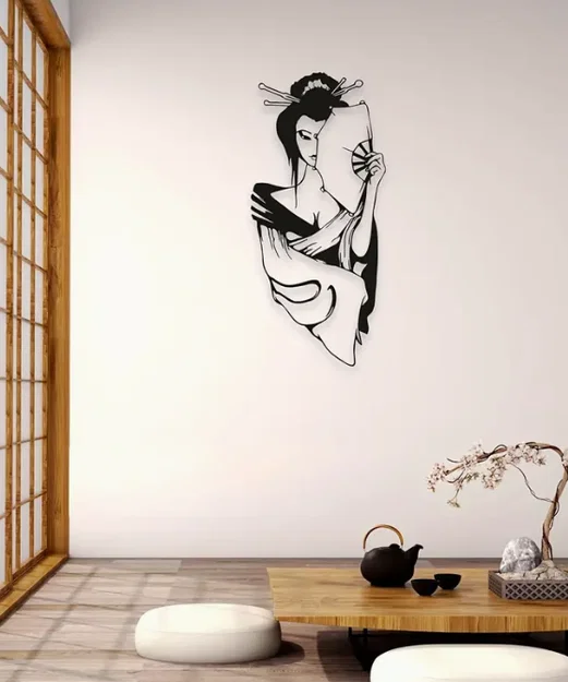 Mẫu tranh treo tường Geisha Nhật Bản phong cách nghệ thuật in 3D - Image 1