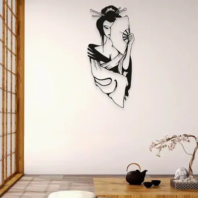 Mẫu tranh treo tường Geisha Nhật Bản phong cách nghệ thuật in 3D