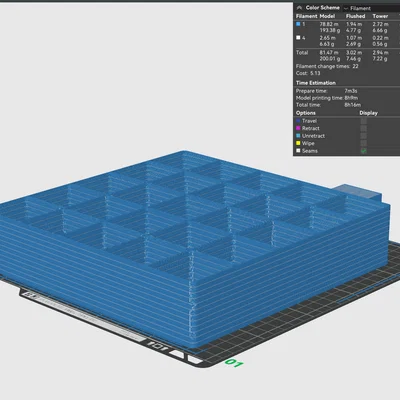 Gridfinity Grids: File 3D in chồng nhiều tầng tiết kiệm thời gian