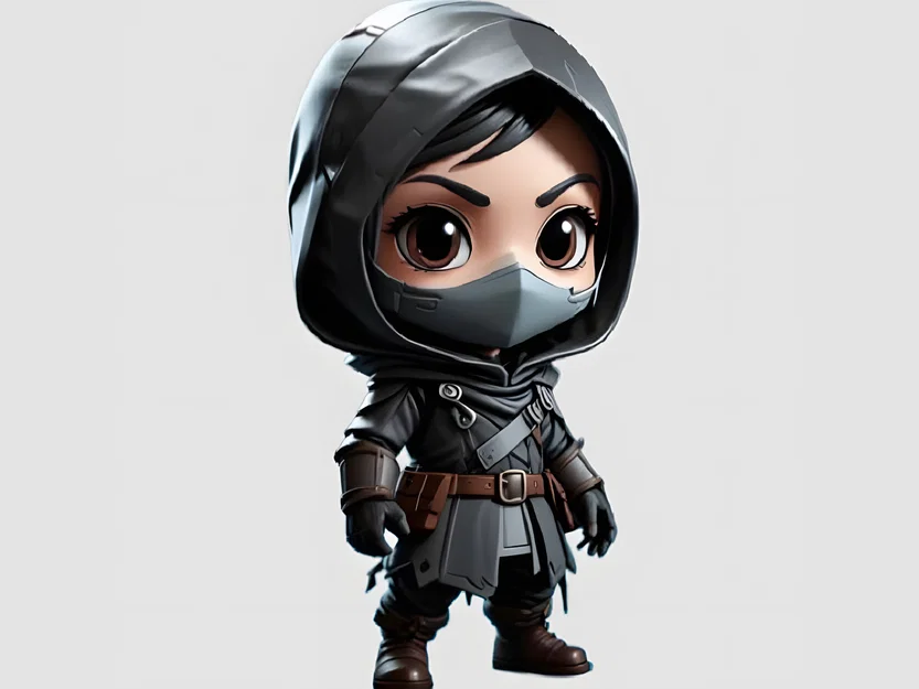 Mô hình Chibi Ninja Girl Dễ Thương - File In 3D Chi Tiết - Image 1