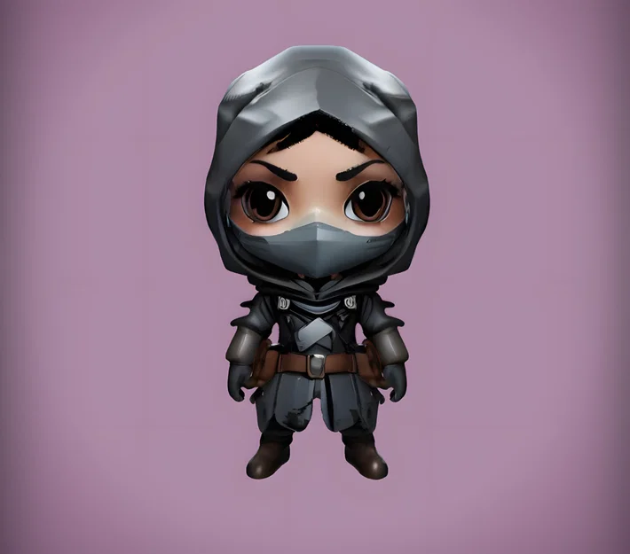 Mô hình Chibi Ninja Girl Dễ Thương - File In 3D Chi Tiết - Image 6