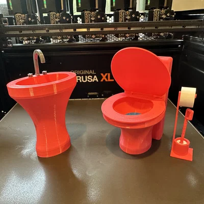 Phòng tắm Barbie tỉ lệ 1/6 (Toilet, Sink) – Nắp & bệ ngồi cải tiến