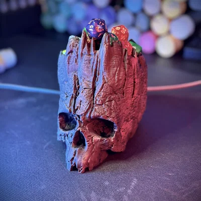 Mô hình trang trí đầu lâu gỗ 3D - Đa năng làm chậu cây, ống bút