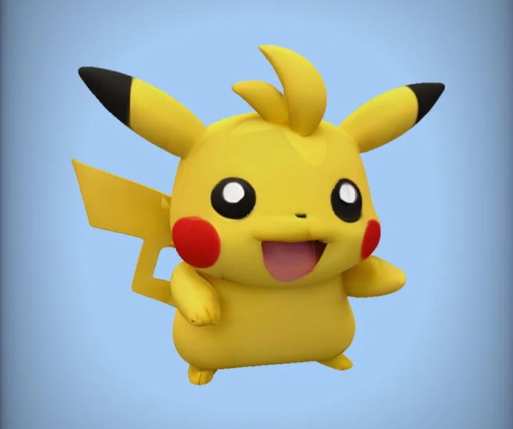 Mô hình 3D Pikachu vui vẻ: File in STL cho người hâm mộ Pokémon - Image 1
