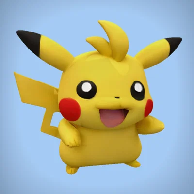 Mô hình 3D Pikachu vui vẻ: File in STL cho người hâm mộ Pokémon