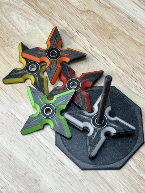 Ninja Star (Shuriken) Fidget Spinner Fidget Toy (Kid Friendly) & Stand - Image 1