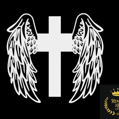 Mô hình 3D Thập tự giá gắn cánh thiên thần (Cross with wings)